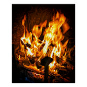 Beautiful fire in ancient fireplace ポスター (正面)