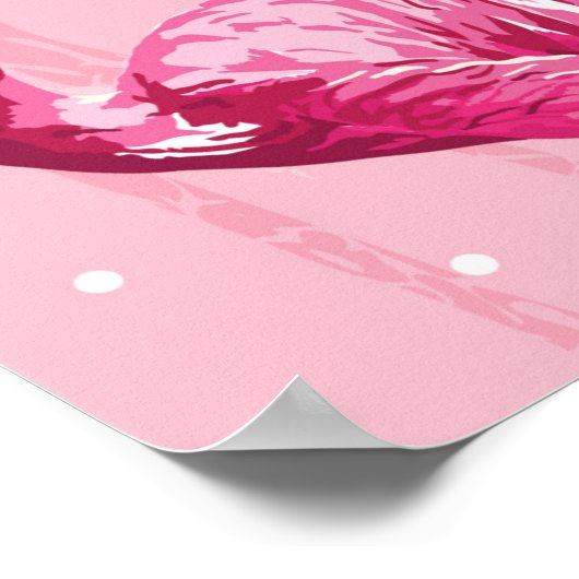 Beautiful Flamingo Bird Pink Seamless Pattern illu ポスター (角)