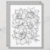 Beautiful Floral Coloring Page Scrapbook Paper (正面/裏面)