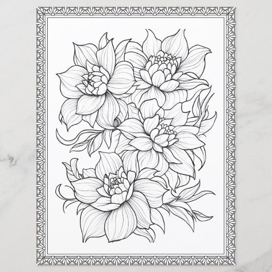 Beautiful Floral Coloring Page Scrapbook Paper (正面)