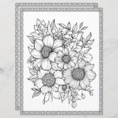 Beautiful Floral Coloring Page Scrapbook Paper (正面/裏面)