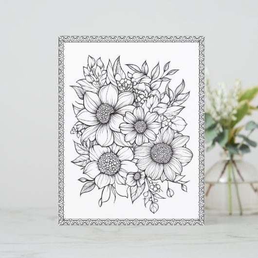 Beautiful Floral Coloring Page Scrapbook Paper (スタンド正面)