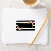 Beautiful Floral Gold Decor Black White Stripes ラベル (インサイチュ)