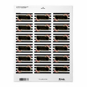 Beautiful Floral Gold Decor Black White Stripes ラベル (フルシート)