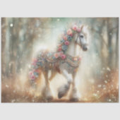 Beautiful Floral Horse In Woodland Decoupage 薄葉紙 (正面)