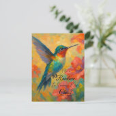 Beautiful Floral Hummingbird Greeting Card サンキューカード (スタンド正面)