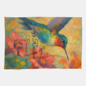 Beautiful Floral Hummingbird Kitchen Towel キッチンタオル (横)
