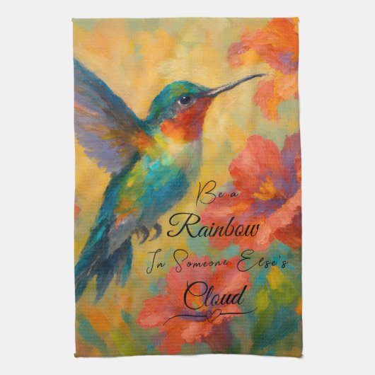 Beautiful Floral Hummingbird Kitchen Towel キッチンタオル (縦)