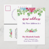 Beautiful Floral New Address Moving Announcement 案内ポストカード (正面/裏面)