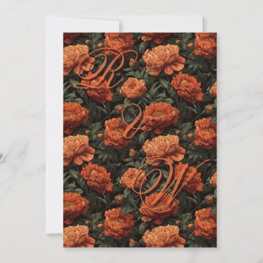 Beautiful Floral Peonies Wedding Invitation 招待状 (裏面)