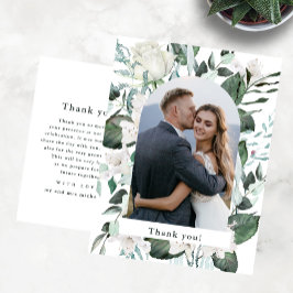 Beautiful Floral Photo Wedding Thank You Message ポストカード