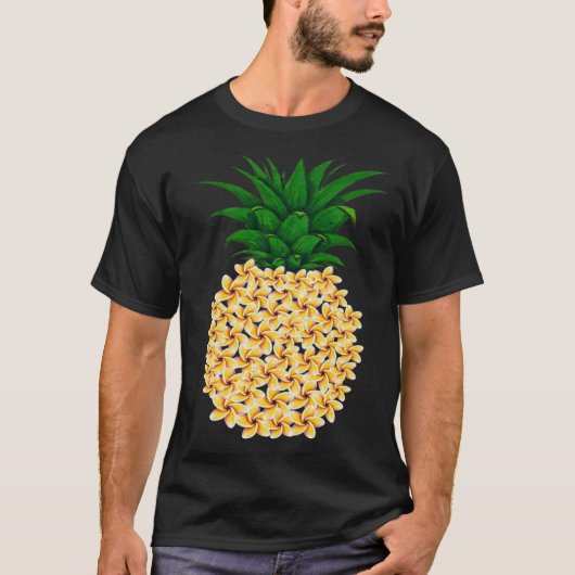 Beautiful floral pineapple men and women Hawaiian  Tシャツ (正面)