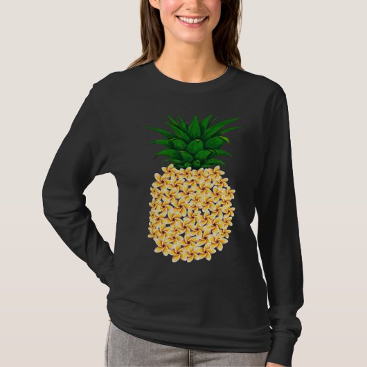 Beautiful floral pineapple men and women Hawaiian Tシャツ (正面)