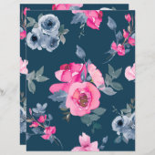 Beautiful floral pink and blue page (正面/裏面)