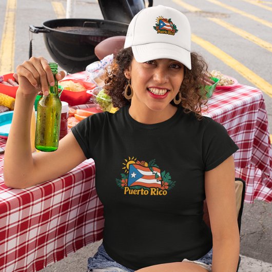 Beautiful Floral Puerto Rico Flag Artwork キャップ