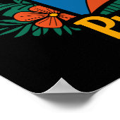 Beautiful Floral Puerto Rico Flag Artwork ポスター (角)