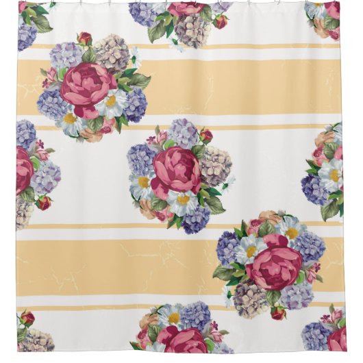 Beautiful floral seamless pattern with hydrangea p シャワーカーテン (正面)