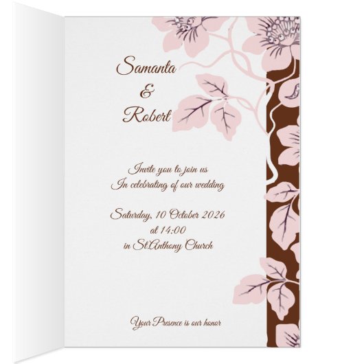 Beautiful floral wedding invitation (内側 (右))