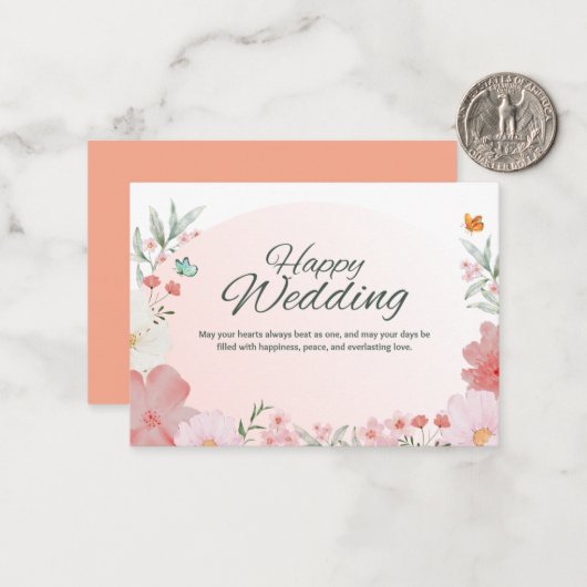 Beautiful Floral Wedding Invitation Template ノートカード (正面/裏面インサイチュ)