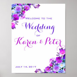 Beautiful Floral Welcome Wedding Poster ポスター