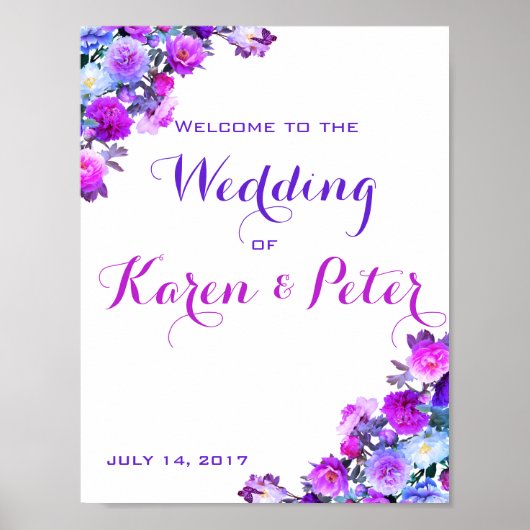 Beautiful Floral Welcome Wedding Poster ポスター (正面)