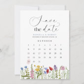 Beautiful Floral Wildflower Wedding Calendar  セーブザデート (正面)