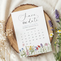 Beautiful Floral Wildflower Wedding Calendar 