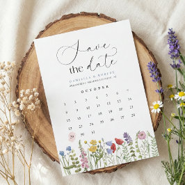 Beautiful Floral Wildflower Wedding Calendar  セーブザデート