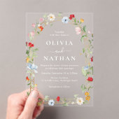 Beautiful Floral Wildflower Wreath Wedding アクリル招待状 (インサイチュ (ポータブル))