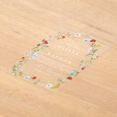 Beautiful Floral Wildflower Wreath Wedding アクリル招待状 (レイダウン)