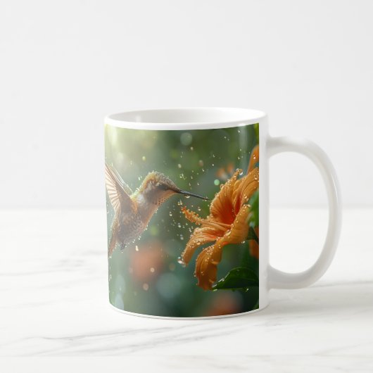Beautiful Flower and Hummingbird コーヒーマグカップ (右)