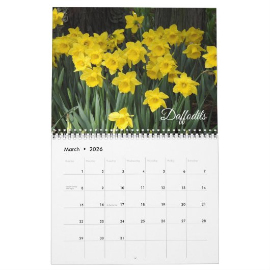 Beautiful Flowers Calendar カレンダー (3月 2026)