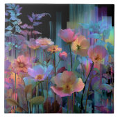 Beautiful flowers neon art タイル (正面)