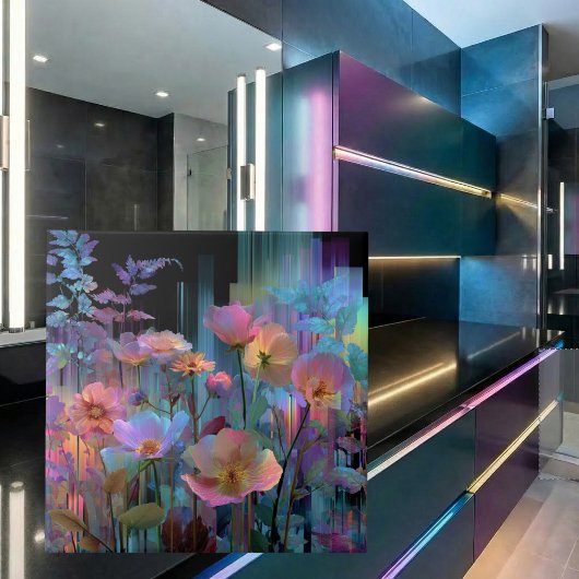 Beautiful flowers neon art タイル