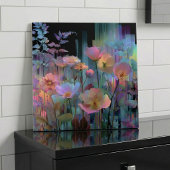 Beautiful flowers neon art タイル