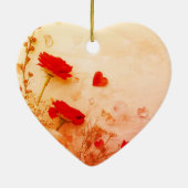 Beautiful Flowers on a Pink Valentines Day Tree セラミックオーナメント (裏面)