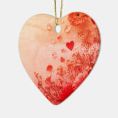 Beautiful Flowers on a Pink Valentines Day Tree セラミックオーナメント (左)