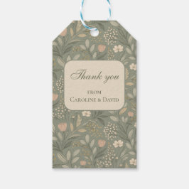 Beautiful Flowers on Sage Green Earthy Colors ギフトタグ