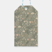Beautiful Flowers on Sage Green Earthy Colors ギフトタグ (裏面)
