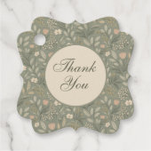 Beautiful Flowers on Sage Green Earthy Colors フェイバータグ (正面)