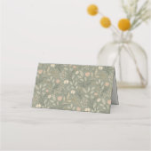 Beautiful Flowers on Sage Green Earthy Tone プレイスカード (裏面)