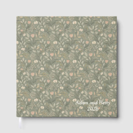 Beautiful Flowers on Sage Green Earthy Toned ゲストブック