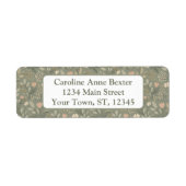 Beautiful Flowers on Soft Sage Green Earthy Tone ラベル (正面)