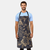Beautiful flowers peonies, roses and butterflies.  エプロン (着用した状態)