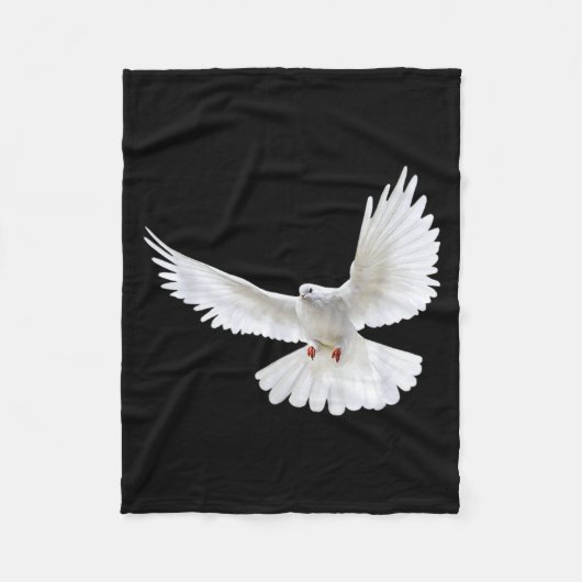 Beautiful Flying Peaceful White Dove Photo Silhoue フリースブランケット (正面)