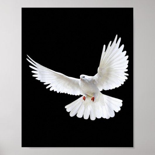 Beautiful Flying Peaceful White Dove Photo Silhoue ポスター (正面)