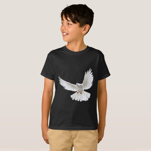Beautiful Flying Peaceful White Dove Photo Silhoue Tシャツ (正面フル)