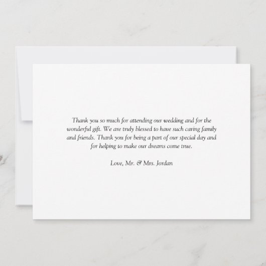 Beautiful Forma Script結婚の写真 サンキューカード (裏面)