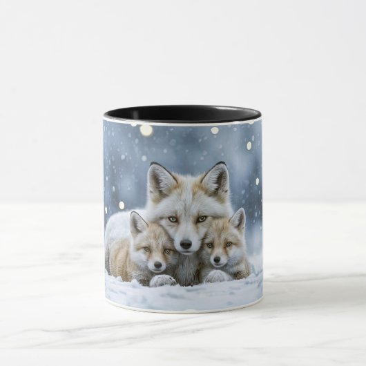 Beautiful Foxes in Snow Coffee Cup or Mug マグカップ (中央)