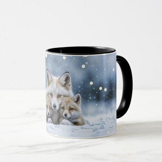 Beautiful Foxes in Snow Coffee Cup or Mug マグカップ (正面右)